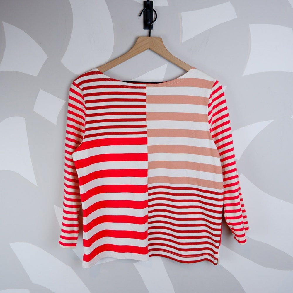 J. Crew 100% Cotton Red and Pink Striped Shirt | M